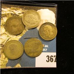 (5) Great Britain Silver Three Pence Coins dating back to 1886. Approximately .1681 ozs. Pure Silver