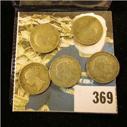 1841, 1875, 1905, 1928, & 1934 Great Britain Silver Three Pence Coins. Approximately .1681 ozs. Pure