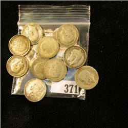 (10) Great Britain Silver Three Pence Coins dating back to 1884. Approximately .3362 ozs. Pure Silve