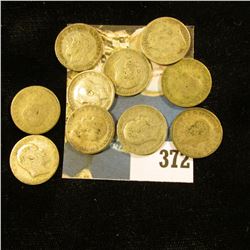 (10) Great Britain Silver Three Pence Coins dating back to 1899. Approximately .3362 ozs. Pure Silve
