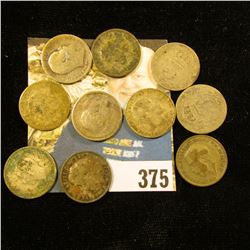 (10) Great Britain Silver Three Pence Coins dating back to 1906. Approximately .3362 ozs. Pure Silve