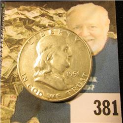 1951 S Franklin Half Dollar, 3/4 Bell Lines. Gem BU.