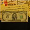 Image 2 : (7) Different Old Beer labels; "Holiday Inn" advertising note; "The Buggy Wheel Restaurant…Kalona, I