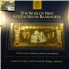 Image 2 : Large souvenir page containing "The World's First Gold & Silver Banknotes" "Official Legal Tender of