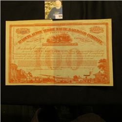 Unissued Stock Certificate "The St. Louis, Alton and Terre Haute Railroad Company" for 100 Shares wi