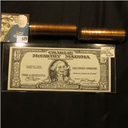 (2) Gem BU Rolls of 1960 D Large Date Lincoln Cents in plastic tubes; & a "Charlie McCarthy Mazuma" 