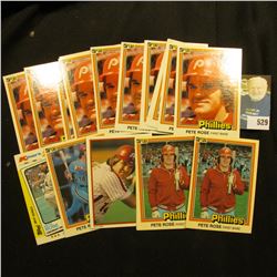 (17) 1970-80 era Pete Rose Baseball Cards. Various years and conditions.