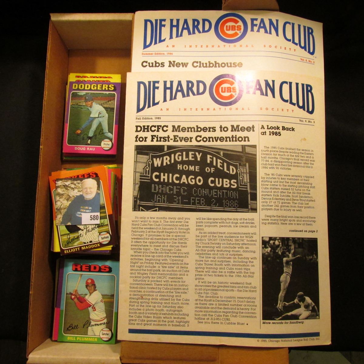 1984 & 85 editions "Die Hard Cubs Fan Club An International Society"; & 14" Card Stock Box 25 full