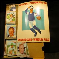 14" Card Stock Box 80% full of 1972 Topps Baseball Cards; & a 1973 Used Official Program 15c "Chicag