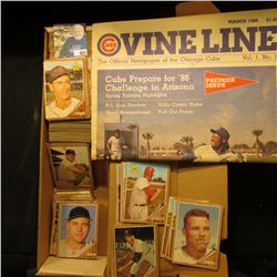 14" Card Stock Box half full of 1962 Topps Baseball cards; & March 1986 Vol.1, No. 1 "Cubs Vine Line