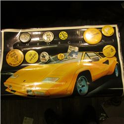 17" x 23" Laminated Poster of a "Lamborghini" in Iowa Hawkeye Colors; & (10) Different 1970-80 Hawke