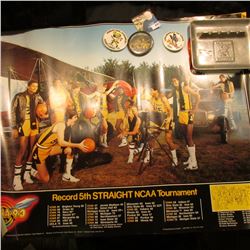 (5) Different Iowa Hawkeye Posters; (3) Different 1970-80 era Hawkeyes Pinbacks; & a pewter "Iowa Ha