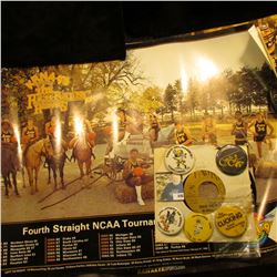 (3) Different Iowa Hawkeye Posters; (5) Different 1970-80 era Hawkeyes Pinbacks; & a Hawkeye 45 RPM 