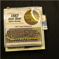 "Commemorative 1982 Rose Bowl Button Reissue 25th Anniversary Edition" Pinback, no. 130 of 500. Doc'