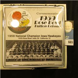 "Commemorative 1959 Rose Bowl Button Reissue 50th Anniversary Edition" Pinback, no. 127 of 500. Doc'