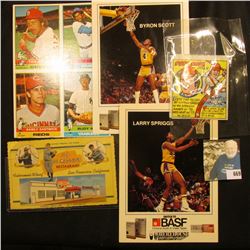 1979 Topps Chewing Gum "Pete Rose 1st Base" wrapper; Larry Spriggs & Byron Scott large format Basket