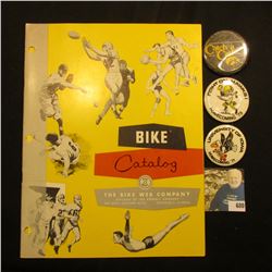 1957 "Bike Catalog The Bike Web Company" & (3) different 1970-80 era Iowa Hawkeyes Pinbacks.