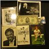 Image 1 : Series 1934 B Five Dollar Federal Reserve Note from St. Louis, Mo.; "Rosey Grier" Autographed card; 