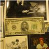 Image 2 : Series 1934 B Five Dollar Federal Reserve Note from St. Louis, Mo.; "Rosey Grier" Autographed card; 