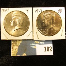 2009 P & 2013 P Gem BU Kennedy Half Dollars.