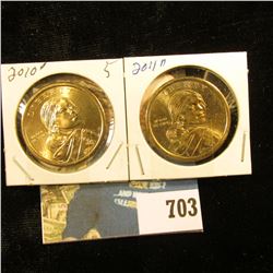 20`0 D & 2011 D Sacagawea "Native American" Dollar Coins, Gem BU.