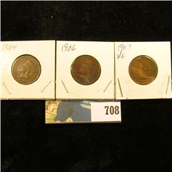 1904, 06, & 07 Indian Head Cents. G-VG.