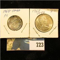1968 Canada Dime & Quarter, .500 fine Silver, BU.