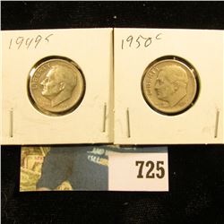 1949 S & 50 S Silver Roosevelt Dimes, Circulated.