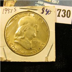 1951 S Franklin Half Dollar, Lightly toned Uncirculated.