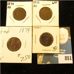 1874, 1875, 1879, & 1880 Indian Head Cents. AG-G.
