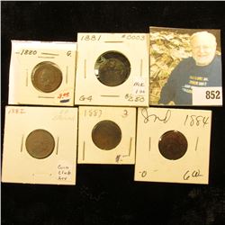 1880, 81, 82, 83, & 84 Indian Head Cents. AG-G.