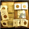 Image 1 : 6 1/4" Double Row Stock box full of Cents dating 1937-38 in 1 1/2" x 1 1/2" holders.