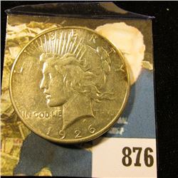 1926 S U.S. Peace Silver Dollar. EF.