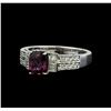 Image 2 : 18KT White Gold 1.44 ctw Purple Sapphire and Diamond Ring