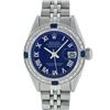 Image 2 : Rolex Ladies Stainless Steel Blue Roman Diamond and Sapphire Datejust Wristwatch