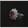 Image 7 : 14KT White Gold 3.66 ctw Round Cut Rubellite and Diamond Flower Ring