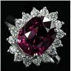 Image 1 : 14KT White Gold 4.97 ctw Oval Cut Pink Rhodolite and Diamond Band Ring