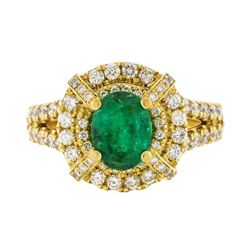 14KT Yellow Gold 1.32 ctw Emerald and Diamond Ring