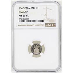 1862 Germany Kreuzer Bavaria Proof Coin NGC MS65PL