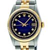 Image 2 : Rolex Mens 36mm Two Tone Yellow Gold Blue Vignette String VS Diamond DateJust Wr