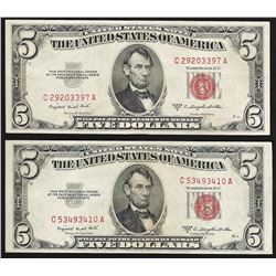 Lot of (2) 1953B $5 Legal Tender Notes