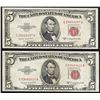 Image 1 : Lot of (2) 1953B $5 Legal Tender Notes