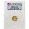 Image 1 : 2011 $5 American Gold Eagle PCGS MS70 25th Anniversary First Strike