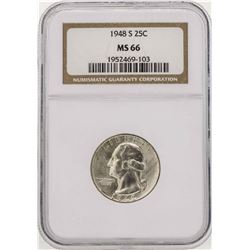 1948-S Washington Silver Quarter Coin NGC MS66