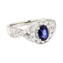 14KT White Gold 0.80 ctw Sapphire and Diamond Ring