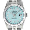Image 2 : Rolex Mens 36mm Stainless Steel Ice Blue Diamond Datejust Wristwatch