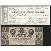 Image 1 : 1838 $2 Easton Bank Obsolete Note & 1856 $12 Auburn City Bank Check
