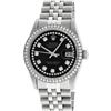 Image 2 : Rolex Mens 36mm Stainless Steel Black String Diamond Datejust Wristwatch