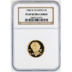 1988-W $5 Olympic Commemorative Gold Coin NGC PF69 Ultra Cameo