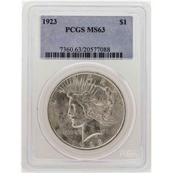 1923 $1 Peace Silver Dollar Coin PCGS MS63